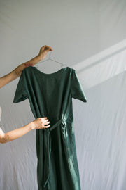 Eco-friendly wrap dress with an adjustable design, crafted from natural-dyed hemp