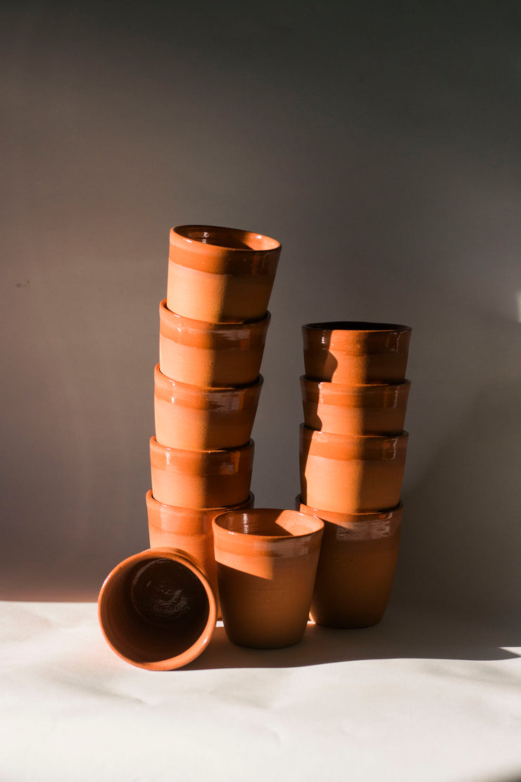 Handmade terracotta earthen cups in earth colour. Handmade in Nepal, using traditional method.