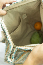 Close-up of durable hemp fabric and sturdy straps on the eco-friendly tote bag