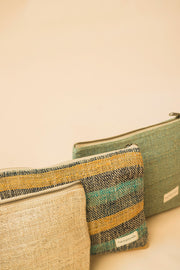 Mixed hemp pouch bags showing sustainable fabric and practical design