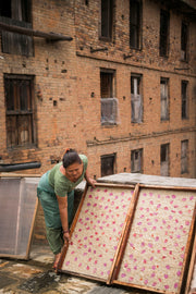 Nepali lokta paper drying in the sun