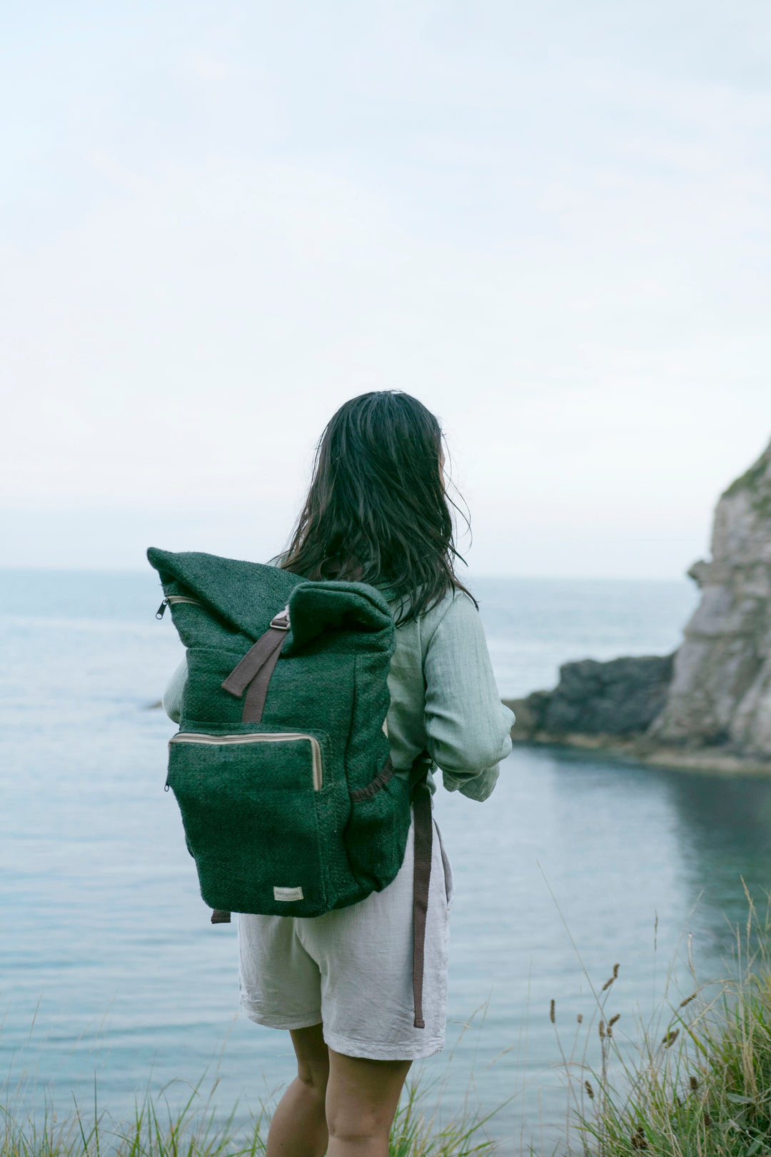 Freakmandu Organic Hemp Backpack - Eco-Friendly, Rustic Boho Daypack For Hiking & Travel (Green, Small) - View #9